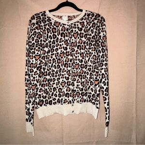 A New Day Leopard Print Cardigan - White and Brown